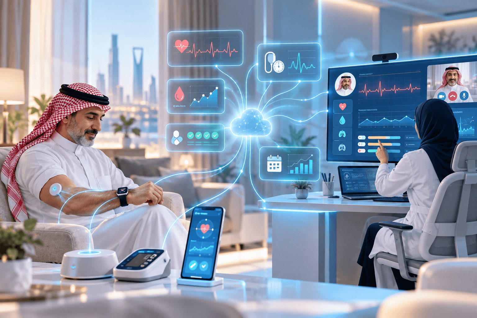 المتابعة الصحية عن بُعد وربط القياسات السريرية في Medera